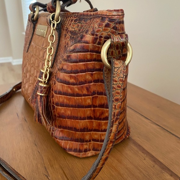 Brahmin Mini Asher Satchel Almond Melbourne Leather Croc Embossed Shoulder Bag - Picture 10 of 10